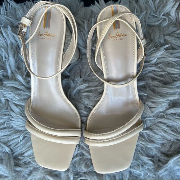 Sam Edelman Kia neutral beige block heel sandals women’s shoe size 10 - Picture 5 of 11